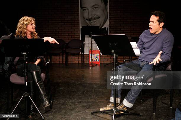 Actress Kyra Sedgwick and actor Yul Vazquez attend LABrynth Theater's "TENN 99" - Day 2 at the Cherry Lane Theatre on March 27, 2010 in New York City.