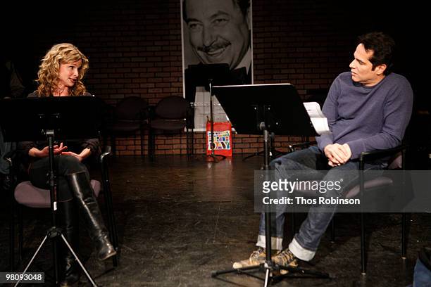 Actress Kyra Sedgwick and actor Yul Vazquez attend LABrynth Theater's "TENN 99" - Day 2 at the Cherry Lane Theatre on March 27, 2010 in New York City.