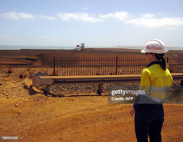 Technology-Australia-Britain-mining-RioTinto, by Amy Coopes This photo taken on March 4, 2010 shows Rio Tinto worker Leith Paganoni watching as...