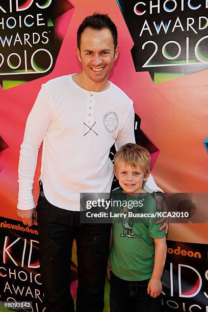 Actor Greg Ellis and son arrive at Nickelodeon's 23rd Annual Kids' Choice Awards held at UCLA's Pauley Pavilion on March 27, 2010 in Los Angeles,...