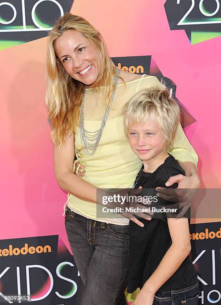 Actress Maria Bello and her son Jackson arrive at Nickelodeon's 23rd Annual Kid's Choice Awards held at UCLA's Pauley Pavilion on March 27, 2010 in...