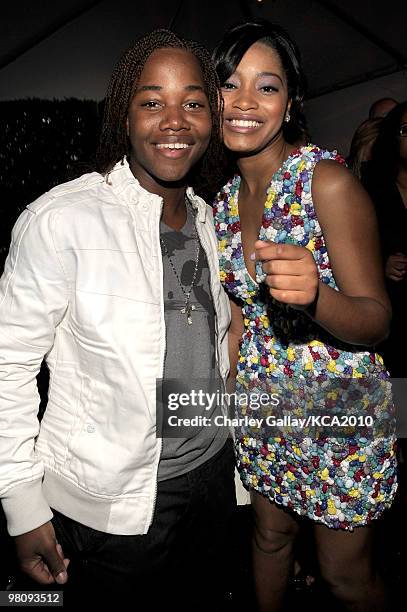 Actor Leon Thomas III and singer/actress Keke Palmer at Nickelodeon's 23rd Annual Kids' Choice Awards After Party held at UCLA's Pauley Pavilion on...