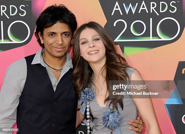 Director M. Night Shyamalan and Nicola Peltz arrive at Nickelodeon's 23rd Annual Kid's Choice Awards held at UCLA's Pauley Pavilion on March 27, 2010...