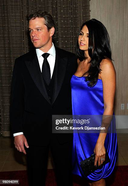 Actor Matt Damon and wife Luciana Damon attend the American Cinematheque 24th Annual Award Presentation To Matt Damon at The Beverly Hilton hotel on...