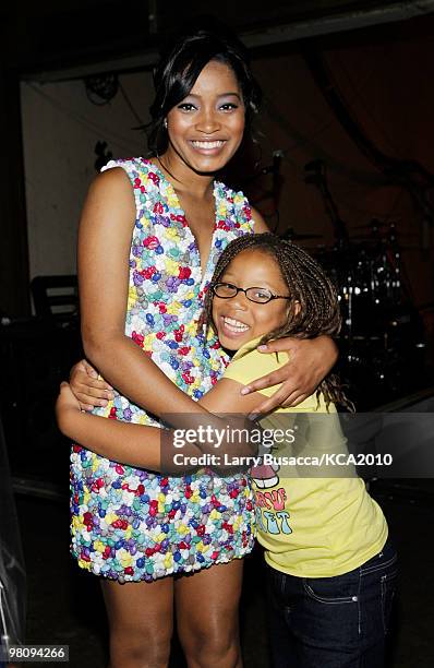 Actress Keke Palmer and guest backstage at Nickelodeon's 23rd Annual Kids' Choice Awards held at UCLA's Pauley Pavilion on March 27, 2010 in Los...