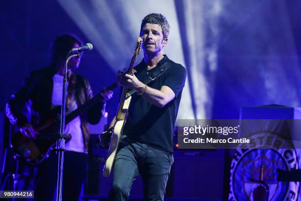 Noel Gallagher performing live during the concert at the Arena Flegrea in Naples.