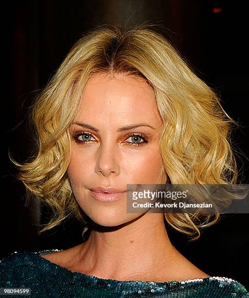 Actress Charlize Theron attends the American Cinematheque 24th Annual Award Presentation To Matt Damon at The Beverly Hilton hotel on March 27, 2010...