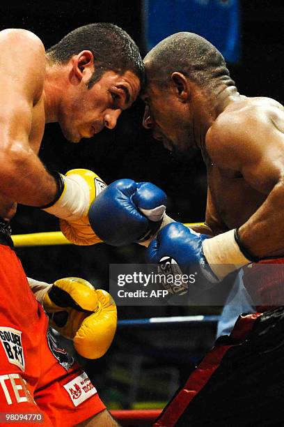 Jorge "the boy" Linares of Venezuela fights with Francisco Lorenzo of Dominican Republic in La Guaira, Venezuela on March 27, 2010. Linares won by...