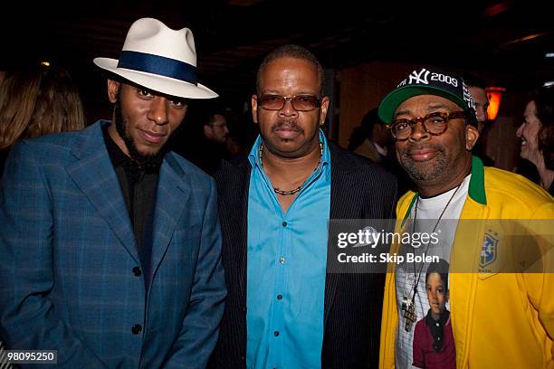 Actor and Hip Hop artist Mos Def, New Orleans jazz trumpeter Terence Blanchard and Film Producer Spike Lee attends HBO's series "Treme" New Orleans...