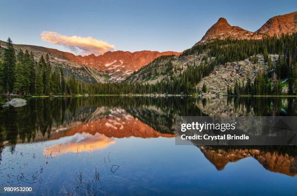 rocky mountains reflections in spirit lake, colorado, usa - brindle stock pictures, royalty-free photos & images