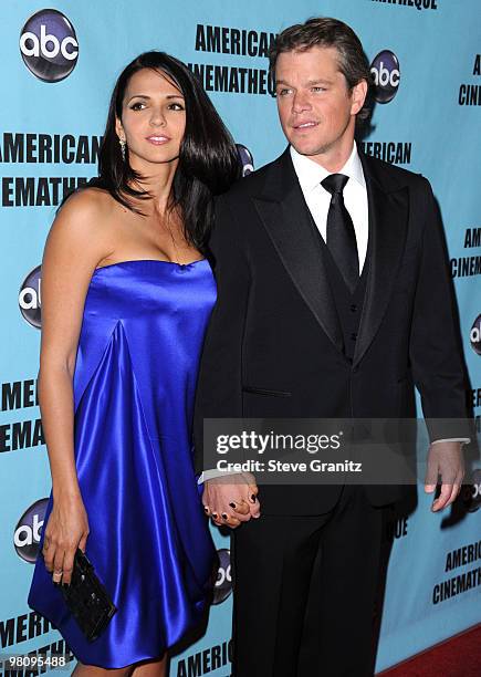 Matt Damon and Wife Luciana Damon attends the at American Cinematheque 24th Annual Award Presentation To Matt Damon at The Beverly Hilton hotel on...