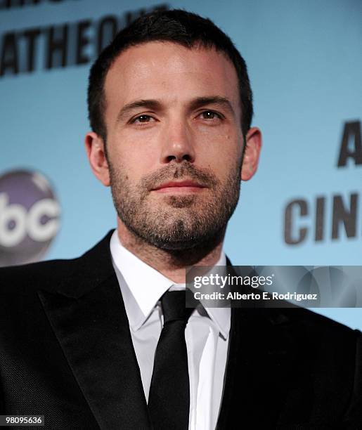 Actor Ben Affleck poses at the 24th Annual American Cinematheque Award presentation to Matt Damon at The Beverly Hilton hotel on March 27, 2010 in...