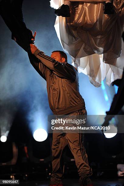 Host Kevin James and Adam Sandler onstage at Nickelodeon's 23rd Annual Kids' Choice Awards held at UCLA's Pauley Pavilion on March 27, 2010 in Los...