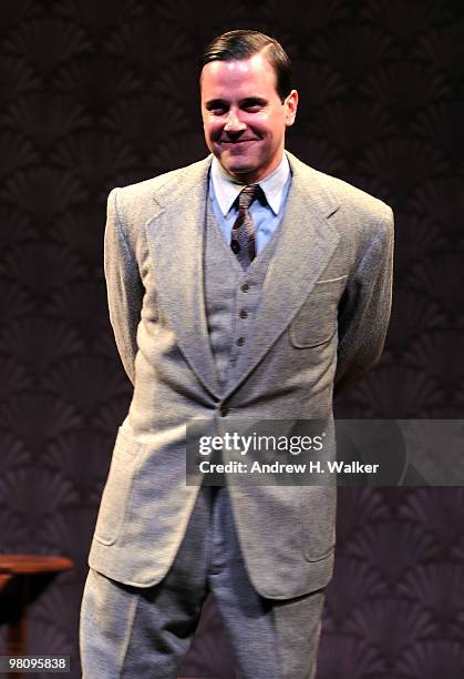 Actor Michael Mosley takes his curtian call during the opening of "The Glass Menagerie" at the Roundabout Theatre Company's Laura Pels Theatre on...