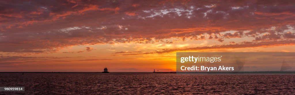 Lorain Harbor Sunset Panorama