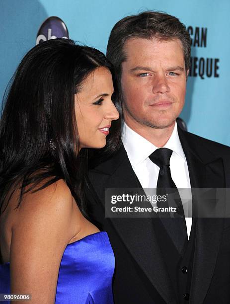 Matt Damon and Wife Luciana Damon attends the at American Cinematheque 24th Annual Award Presentation To Matt Damon at The Beverly Hilton hotel on...