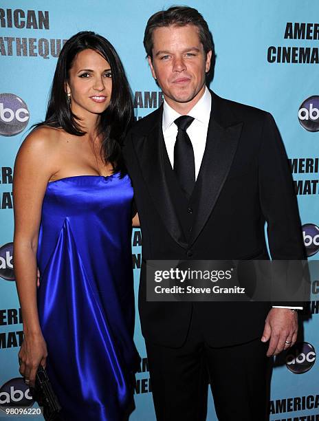 Matt Damon and Wife Luciana Damon attends the at American Cinematheque 24th Annual Award Presentation To Matt Damon at The Beverly Hilton hotel on...