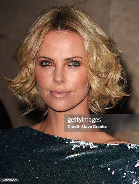 Charlize Theron attends the at American Cinematheque 24th Annual Award Presentation To Matt Damon at The Beverly Hilton hotel on March 27, 2010 in...