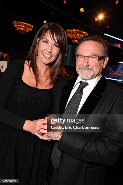 Susan Schneider and Robin Williams at the 24th American Cinematheque Annual Gala Honoring Matt Damon on March 27, 2010 at the Beverly Hilton Hotel in...