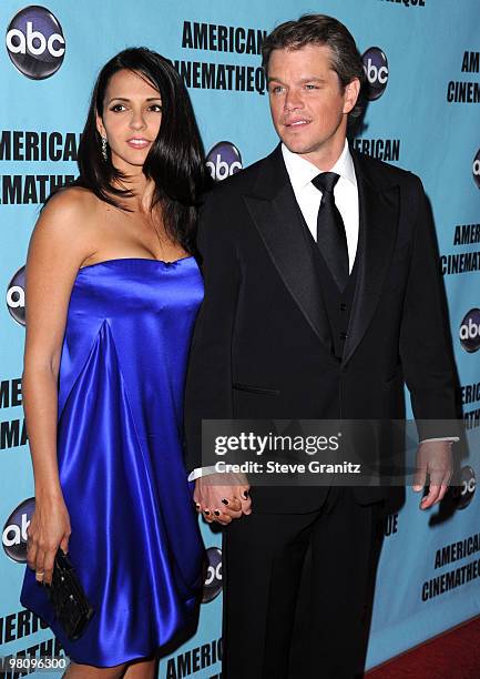 Matt Damon and Wife Luciana Damon attends the at American Cinematheque 24th Annual Award Presentation To Matt Damon at The Beverly Hilton hotel on...