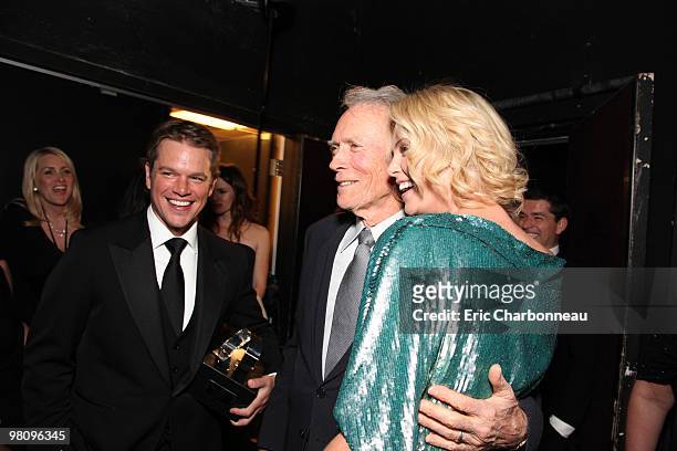 Matt Damon, Clint Eastwood and Charlize Theron at the 24th American Cinematheque Annual Gala Honoring Matt Damon on March 27, 2010 at the Beverly...