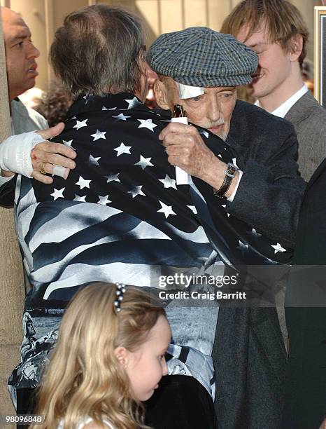 Jack Nicholson and Dennis Hopper at Dennis Hopper's Star ceremony on Hollywood Walk Of Fame on March 26, 2010 in Los Angeles, California.