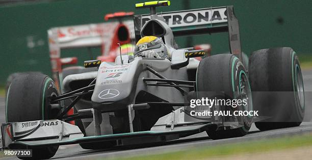 Mercedes GP driver Nico Rosberg of Germany powers through a corner during Formula One's Australian Grand Prix in Melbourne on March 28, 2010. Rosberg...