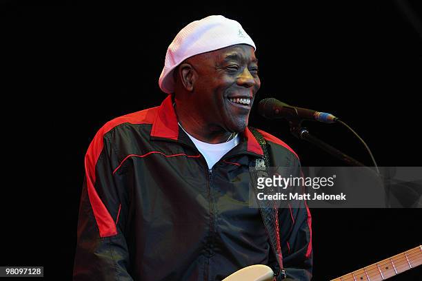 Buddy Guy performs on stage in concert at the West Coast Bluesfest one day festival at Fremantle Park on March 28, 2010 in Perth, Australia.