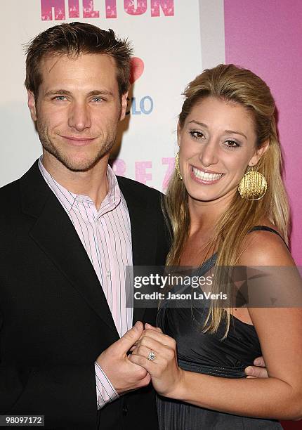 The Bachelor Jake Pavelka and fiance Vienna Girardi attend Perez Hilton's "Carn-Evil" Theatrical Freak and Funk 32nd birthday party at Paramount...