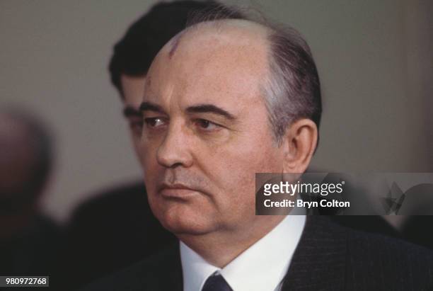 Mikhail Gorbachev, Russian Politburo member and second in line at the Kremlin, listens during a welcome speech in the Palace of Westminster, the...