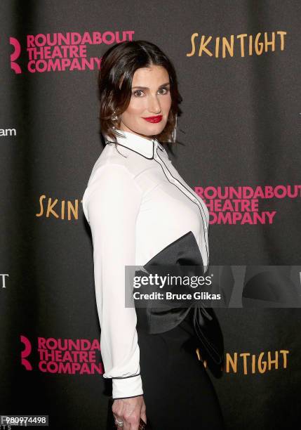 Idina Menzel poses at The Opening Night of the Roundabout Theatre Company's new play "Skintight" at The Laura Pels Theatre on June 21, 2018 in New...