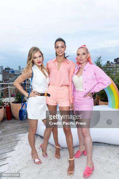 Joy Corrigan, Sofia Resing, Mary Racauchi attends Mery Playa by Sofia Resing swimsuit launch at Spring Place Rooftop.