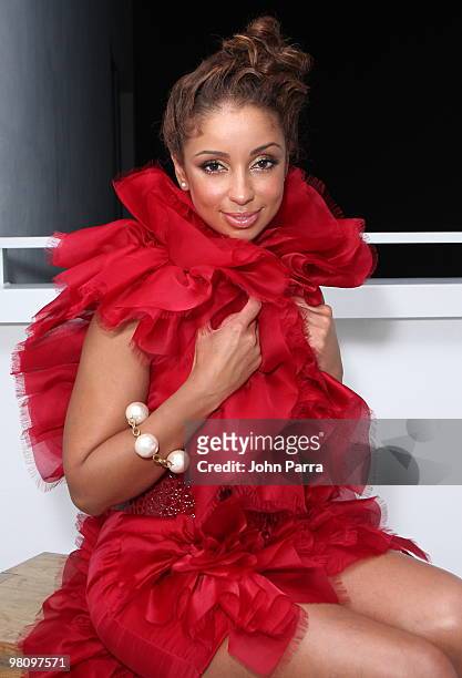 Singer Mya poses for a portrait session during Rock Media Fashion Week Miami Beach at Eden Roc Renaissance Miami Beach on March 27, 2010 in Miami...