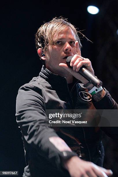 Tom DeLonge of Angels and Airwaves performs at the Bamboozle Festival - Day 1 on March 27, 2010 in Anaheim, California.