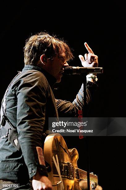 Tom DeLonge of Angels and Airwaves performs at the Bamboozle Festival - Day 1 on March 27, 2010 in Anaheim, California.