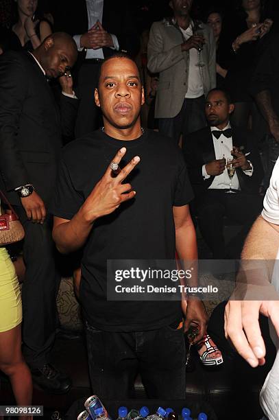 Jay Z at TAO Nightclub at the Venetian on March 27, 2010 in Las Vegas, Nevada.