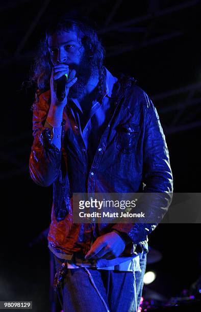 Matisyahu performs on stage in concert at the West Coast Bluesfest one day festival at Fremantle Park on March 28, 2010 in Perth, Australia.