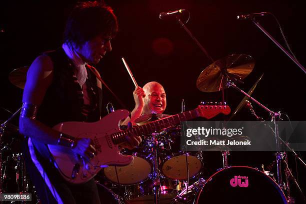 Jeff Beck performs on stage in concert at the West Coast Bluesfest one day festival at Fremantle Park on March 28, 2010 in Perth, Australia.