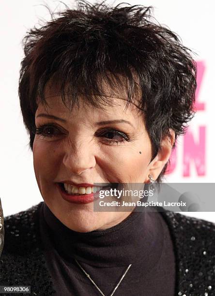 Liza Minnelli attends Perez Hilton's "Carn-Evil" Theatrical Freak and Funk 32nd birthday party at Paramount Studios on March 27, 2010 in Los Angeles,...