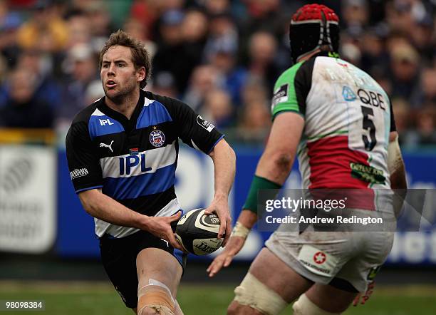 Butch James of Bath in action during the Guinness Premiership match between Bath and Harlequins at the Recreation Ground on March 27, 2010 in Bath,...