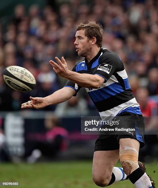 Butch James of Bath in action during the Guinness Premiership match between Bath and Harlequins at the Recreation Ground on March 27, 2010 in Bath,...