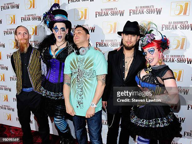 Musician Dave Navarro , Dj Skribble and The Freaks arrive to perform at Studio 54 at MGM Grand on March 27, 2010 in Las Vegas, Nevada.