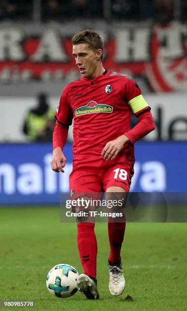 Nils Petersen of Freiburg controls the ball during the Bundesliga match between Eintracht Frankfurt and SC Freiburg at Commerzbank-Arena on January...