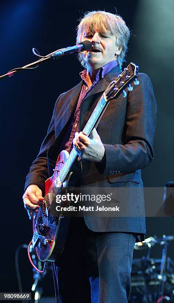 Neil Finn of Crowded House performs on stage in concert at the West Coast Bluesfest one day festival at Fremantle Park on March 28, 2010 in Perth,...