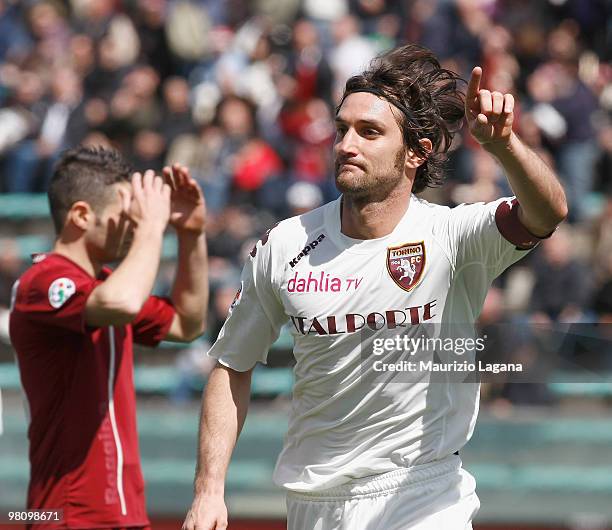 Rolando Bianchi of Torino FC celebrates scoring Torino's first goal during the Serie B match between Reggina Calcio and Torino FC at Stadio Oreste...