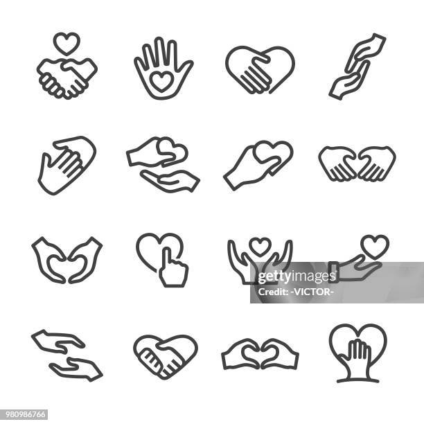 care and love gesture icons - line series - hospice stock illustrations