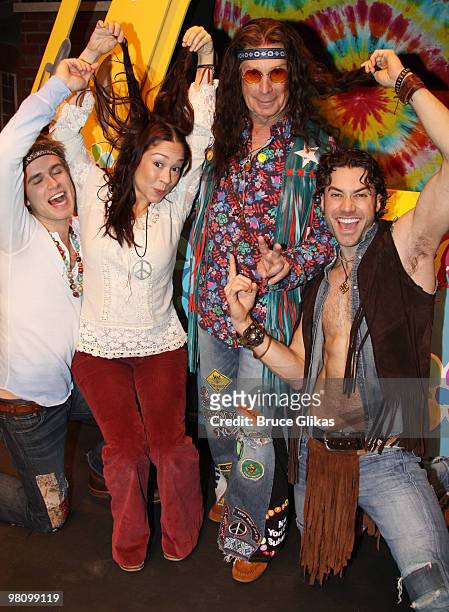 Kyle Riabko, Diana DeGarmo, New York Mayor Michael Bloomberg as a Hippie from the broadway show "Hair" and Ace Young pose at Inner Circle fund-raiser...