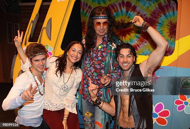 Kyle Riabko, Diana DeGarmo, New York Mayor Michael Bloomberg as a Hippie from the broadway show "Hair" and Ace Young pose at Inner Circle fund-raiser...