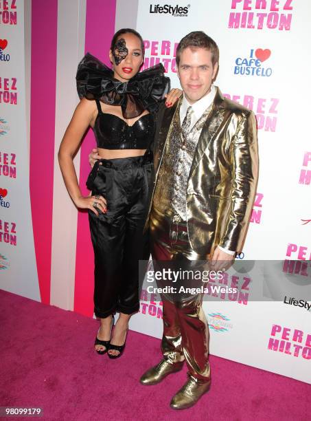 Singer Leona Lewis and Perez Hilton attend Perez Hilton's 'Carn-Evil' 32nd birthday party at Paramount Studios on March 27, 2010 in Los Angeles,...