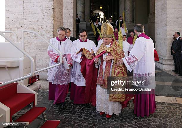 Pope Benedict XVI attends Palm Sunday Mass on March 28, 2010 in Vatican City, Vatican. The Pope is now facing pressure over abuse allegations which...